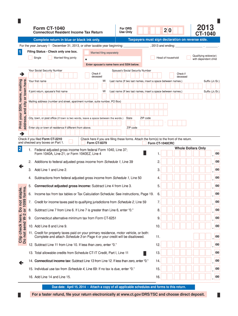 2013 Form CT DRS CT 1040 Fill Online Printable Fillable Blank 