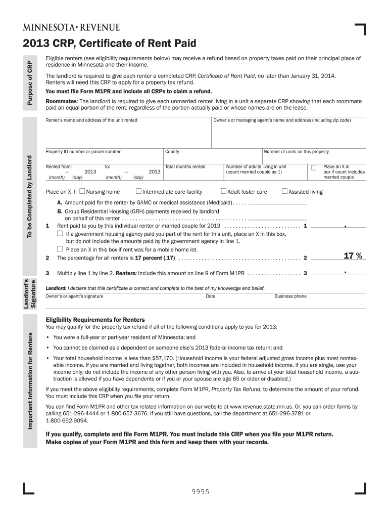 2013 Form MN DoR CRP Fill Online Printable Fillable Blank PDFfiller