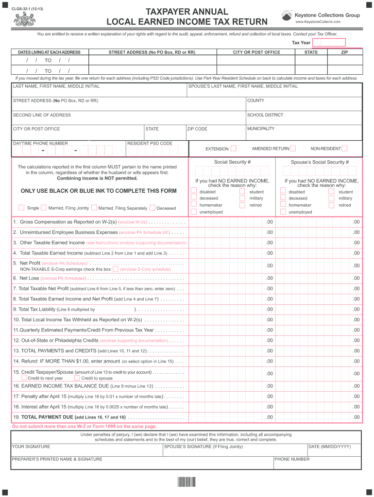 2013 Form PA DCED CLGS 32 1 Fill Online Printable Fillable Blank 