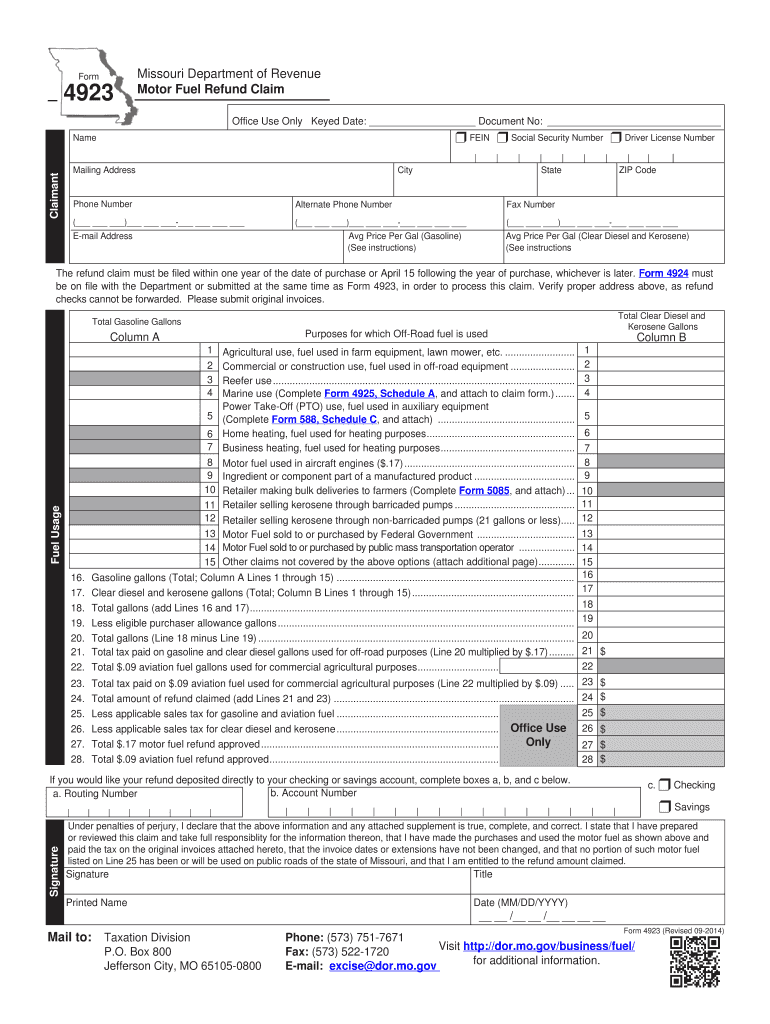 2014 2021 Form MO DoR 4923 Fill Online Printable Fillable Blank 