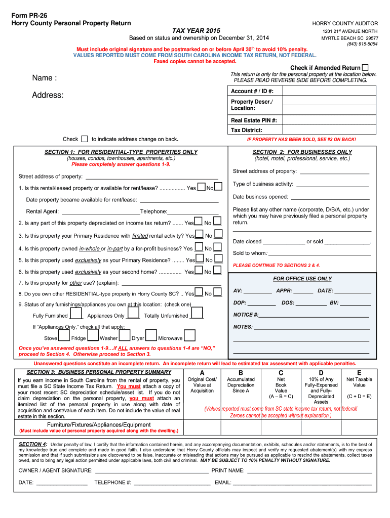 2015 Form SC PR 26 Fill Online Printable Fillable Blank PdfFiller