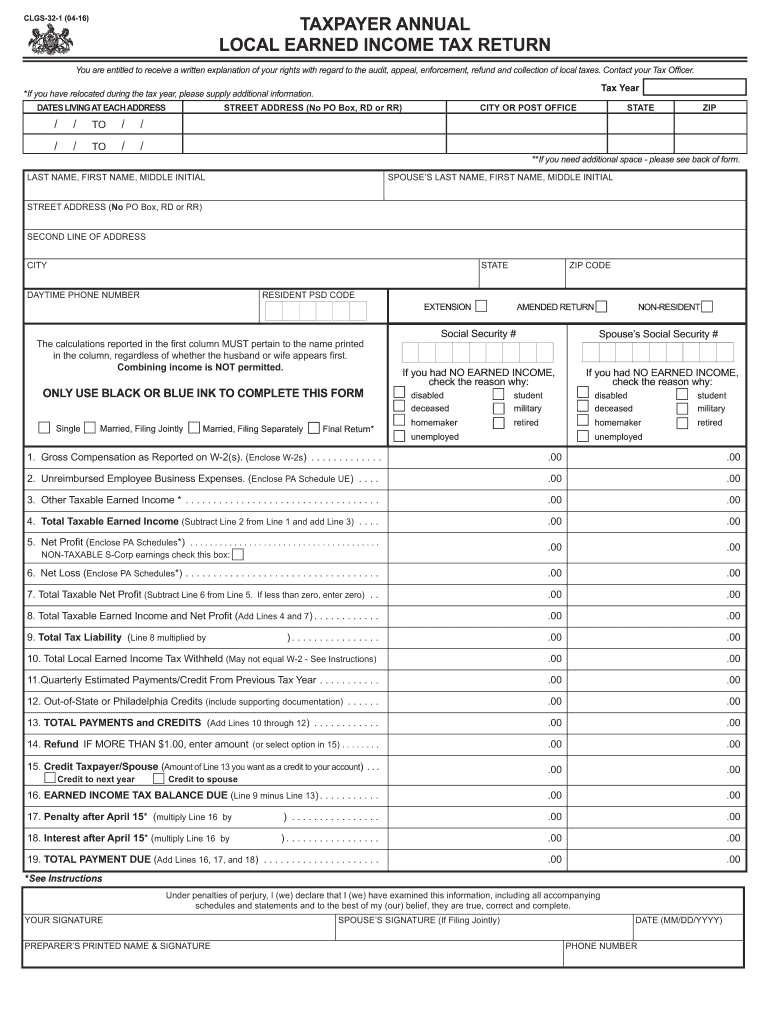 2016 2021 Form PA DCED CLGS 32 1 Fill Online Printable Fillable 