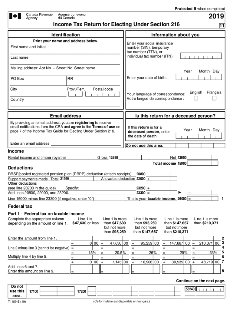 2019 2021 Form Canada T1159 E Fill Online Printable Fillable Blank 