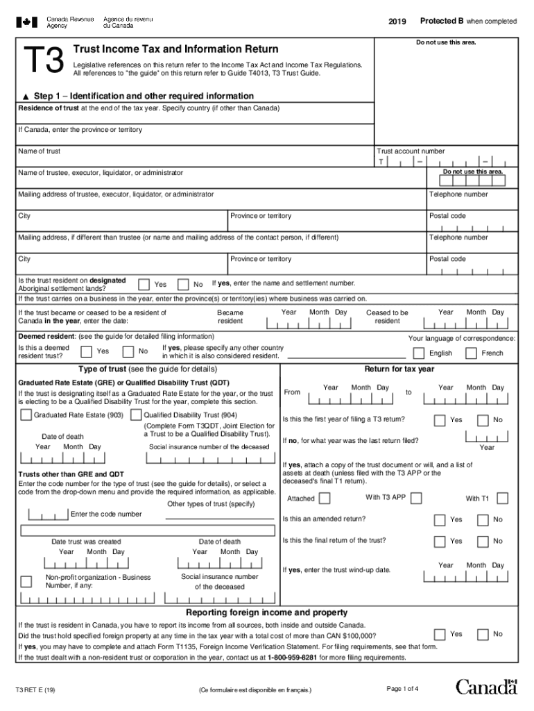 2019 2021 Form Canada T3 RET E Fill Online Printable Fillable Blank 