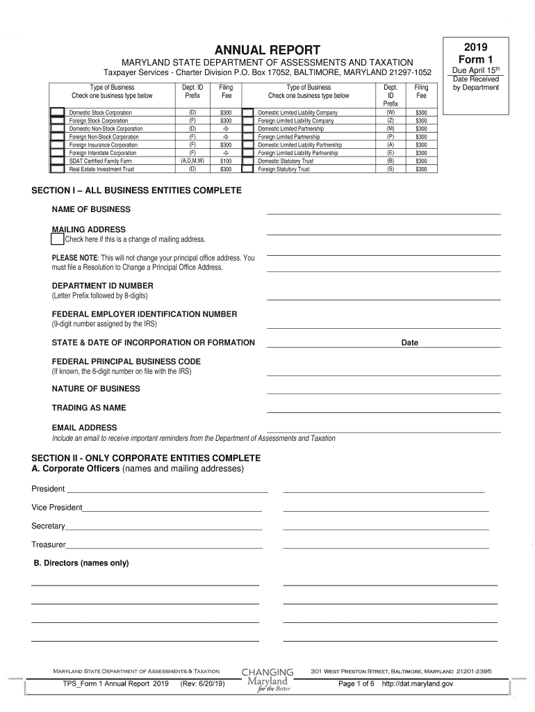 2019 Form MD SDAT 1 Fill Online Printable Fillable Blank PDFfiller