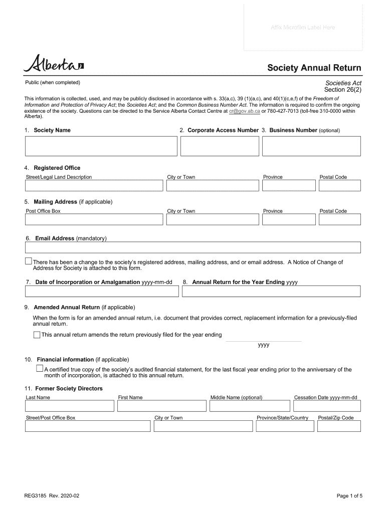 2020 Form Canada REG3185 Fill Online Printable Fillable Blank