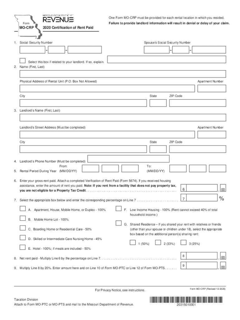 2020 Form MO MO CRP Fill Online Printable Fillable Blank PdfFiller