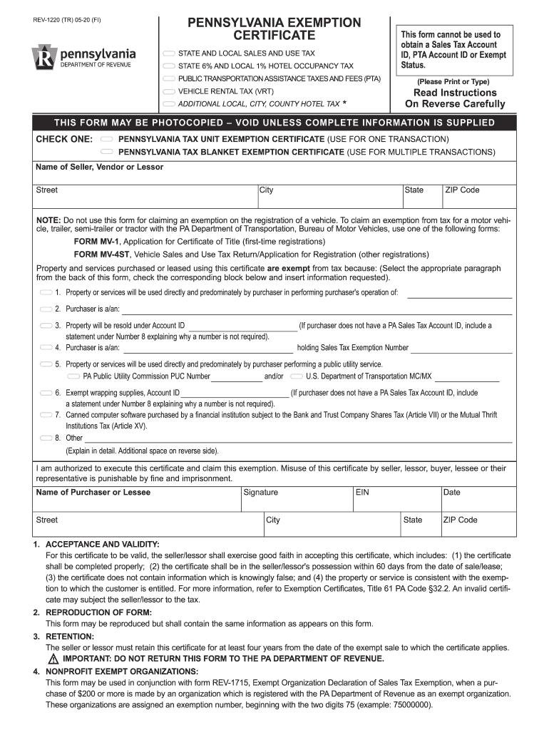 2020 Form PA DoR REV 1220 AS Fill Online Printable Fillable Blank 