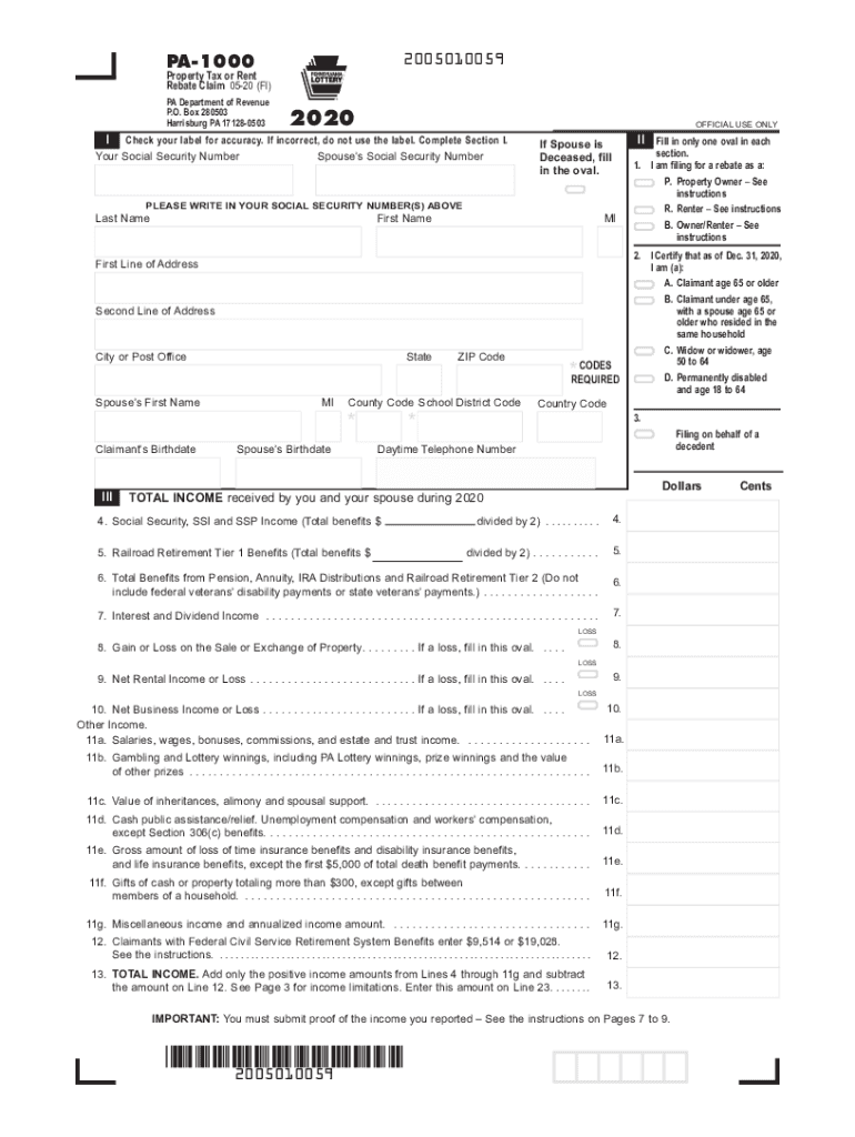2020 Form PA PA 1000 Fill Online Printable Fillable Blank PdfFiller