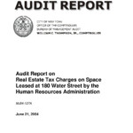 Audit Report On Real Estate Tax Charges On Space Leased At 180 Water