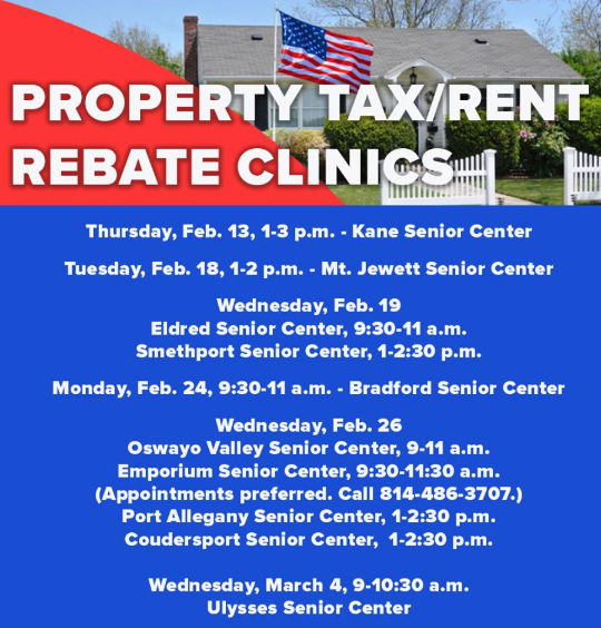 Cameron County PA News Property Tax Rent Rebate Clinics