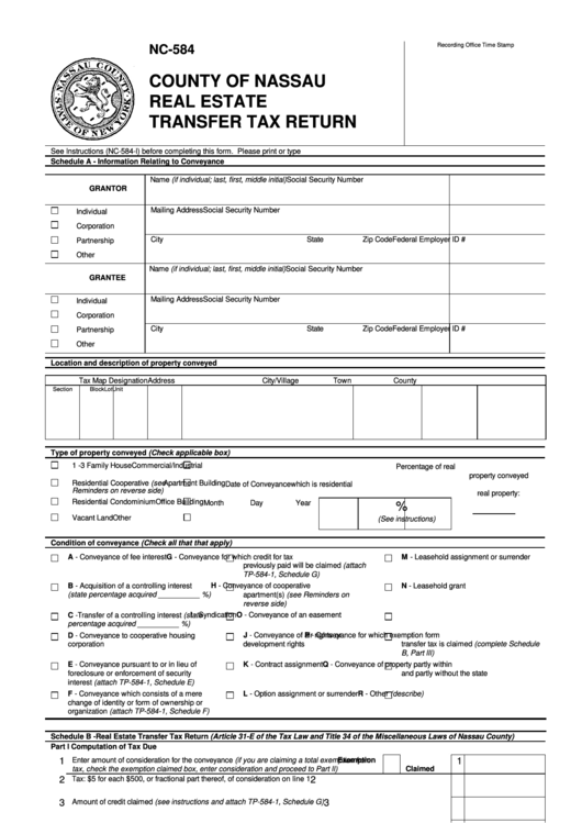 County Of Nassau Real Estate Transfer Tax Return Printable Pdf Download