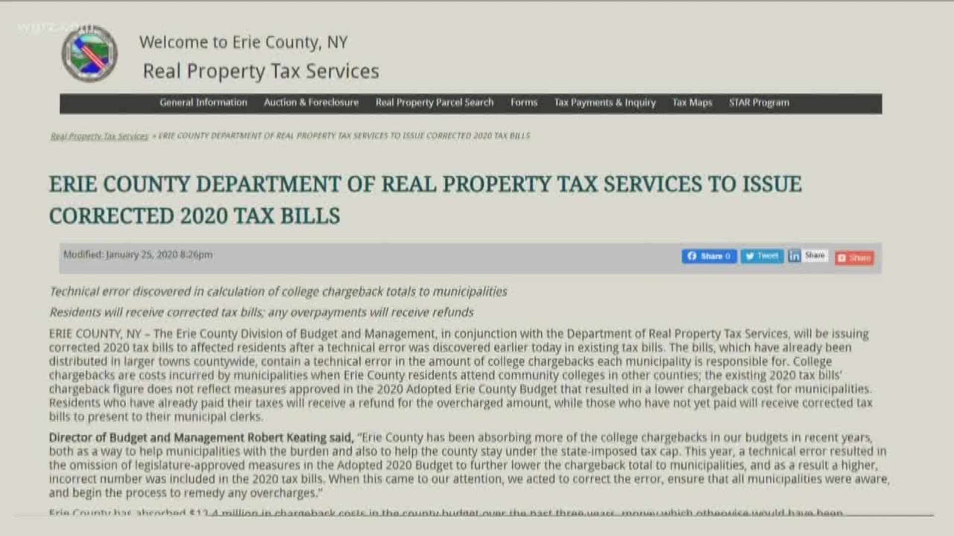 Erie County Issuing Refunds For Property Taxes Wgrz