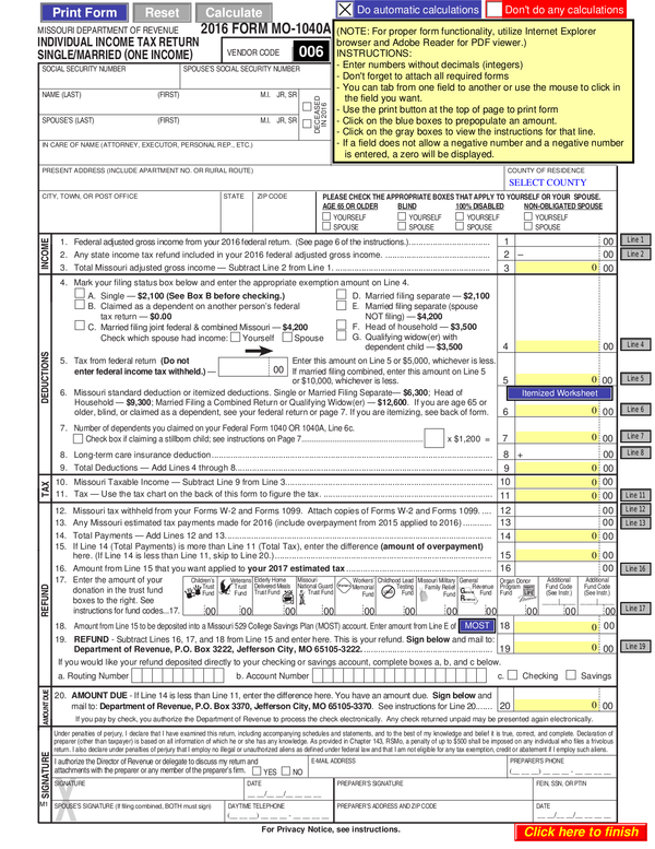 Fill Free Fillable Forms For The State Of Missouri