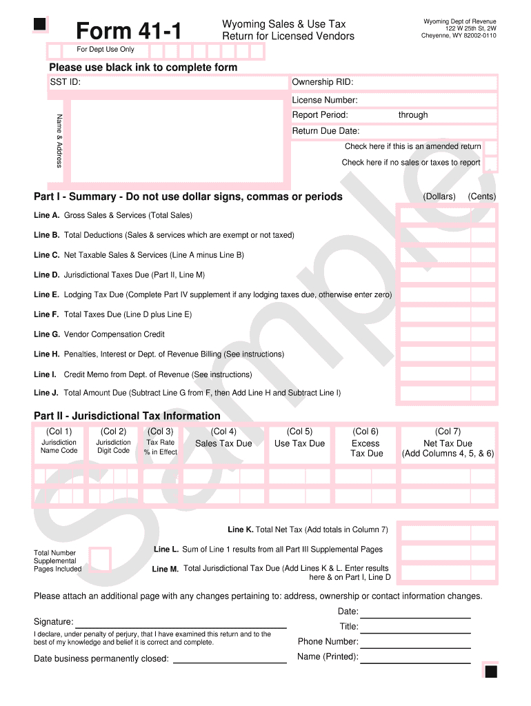 Form 41 1 Wyoming Fill Online Printable Fillable Blank PDFfiller 