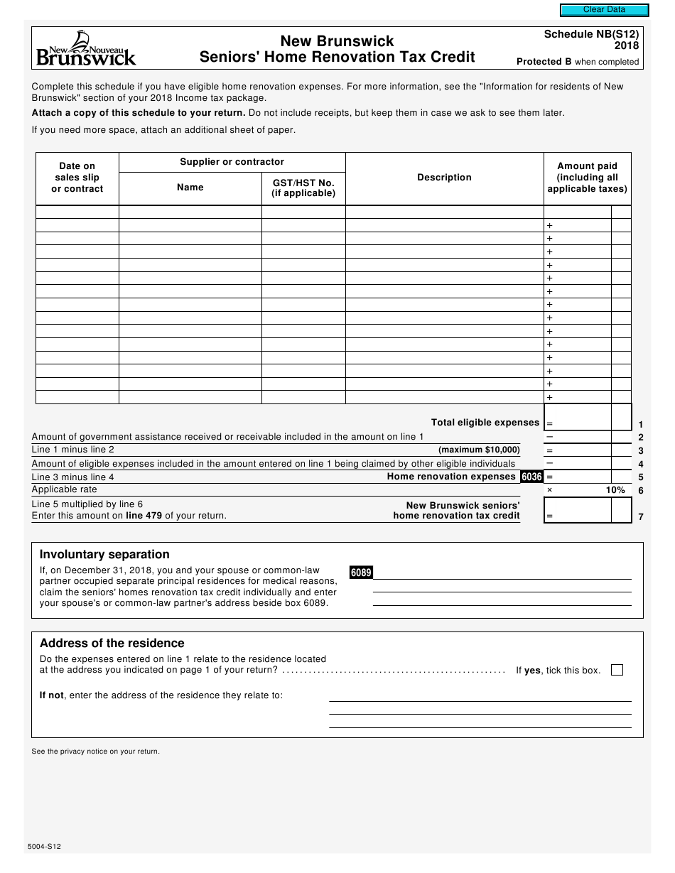 Form 5004 S12 Schedule NB S12 Download Fillable PDF Or Fill Online New 