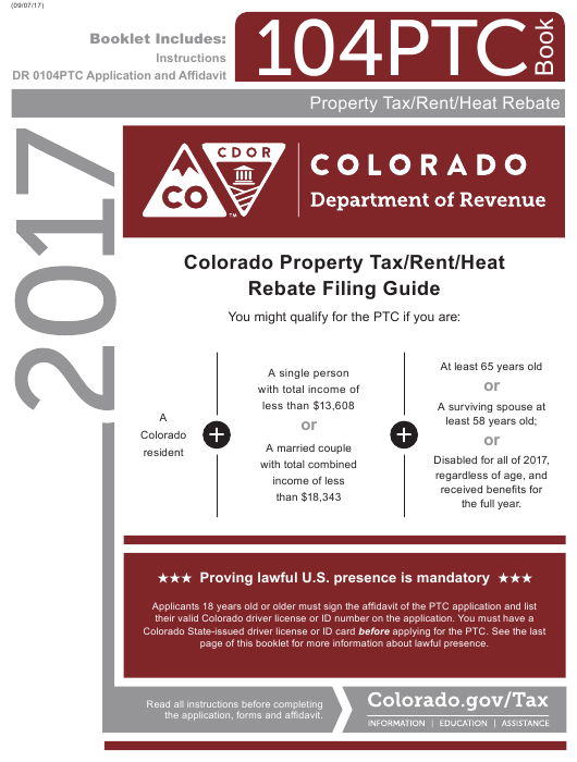 Form DR 0104PTC Download Fillable PDF 2017 Colorado Property Tax Rent 