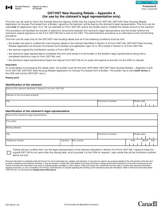 Form GST190A Schedule A Download Fillable PDF Or Fill Online Gst Hst