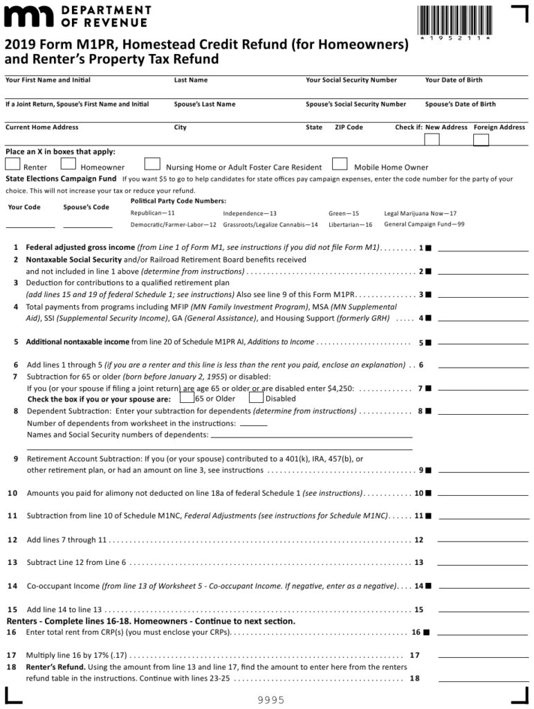 Form M1PR Download Fillable PDF Or Fill Online Homestead Credit Refund 