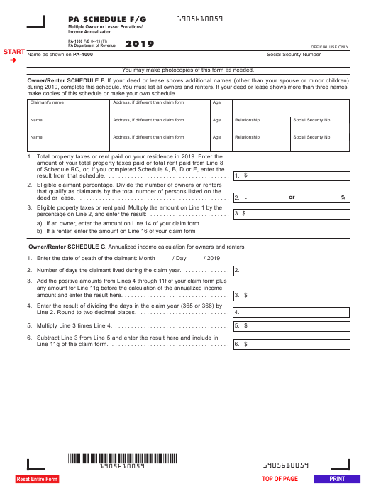 Form PA 1000 Schedule F G Download Fillable PDF Or Fill Online 