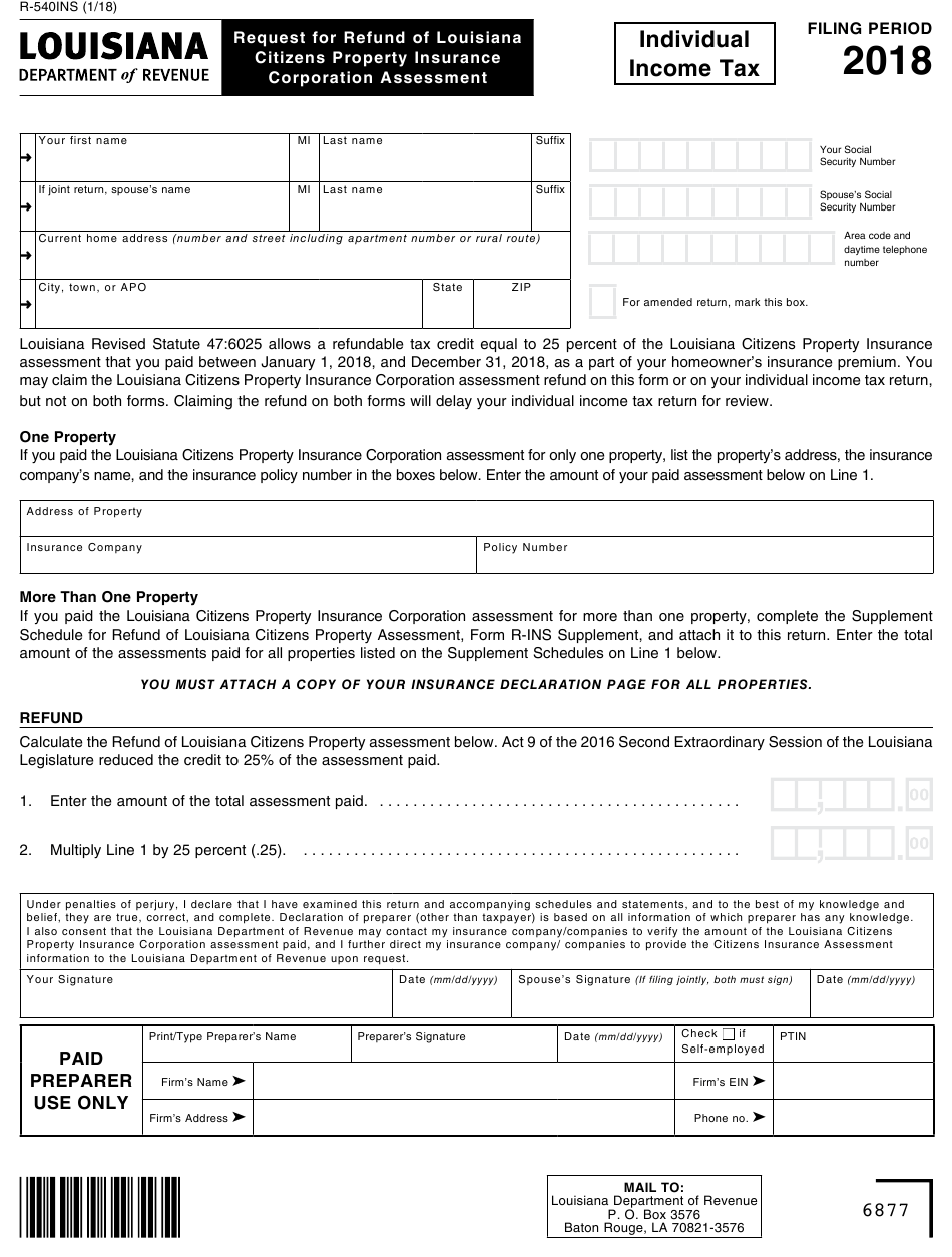 Form R 540INS Download Fillable PDF Or Fill Online Request For Refund 