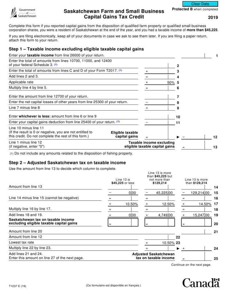 Form T1237 Download Fillable PDF Or Fill Online Saskatchewan Farm And 