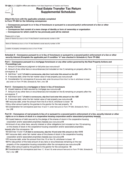 Form Tp 584 1 Real Estate Transfer Tax Return Supplemental 