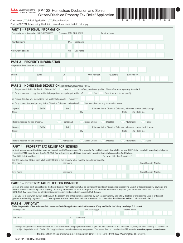 FP 100 Homestead Deduction Senior Citizen And Disabled Fill Out And 