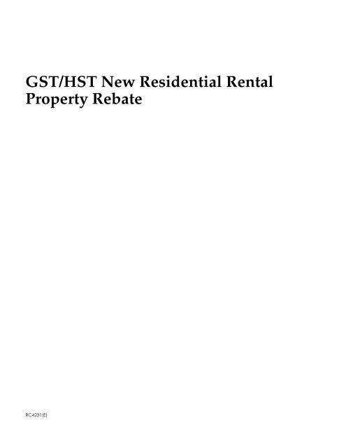 GST HST New Residential Rental Property Rebate