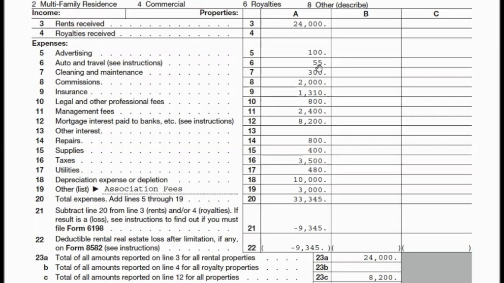 How To Fill Out Schedule E Rental Property On Your Tax Return YouTube