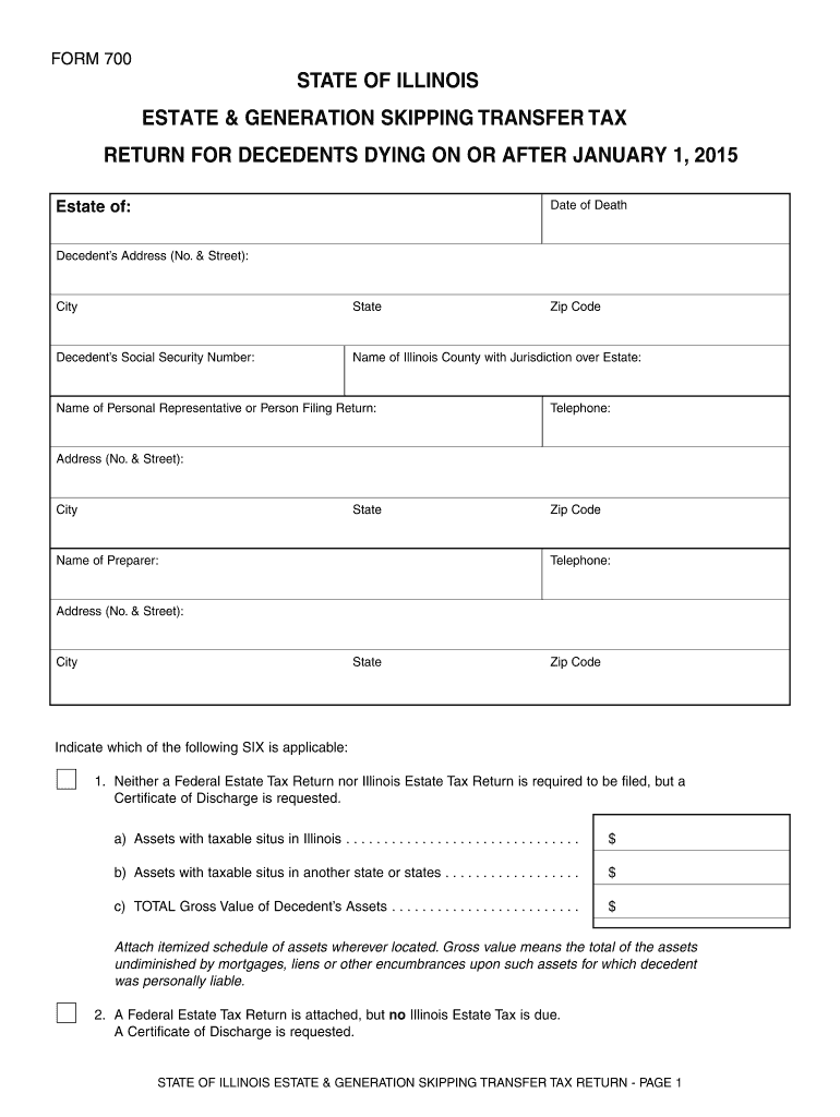 Illinois Estate Tax Form 700 Fill Out And Sign Printable PDF Template 