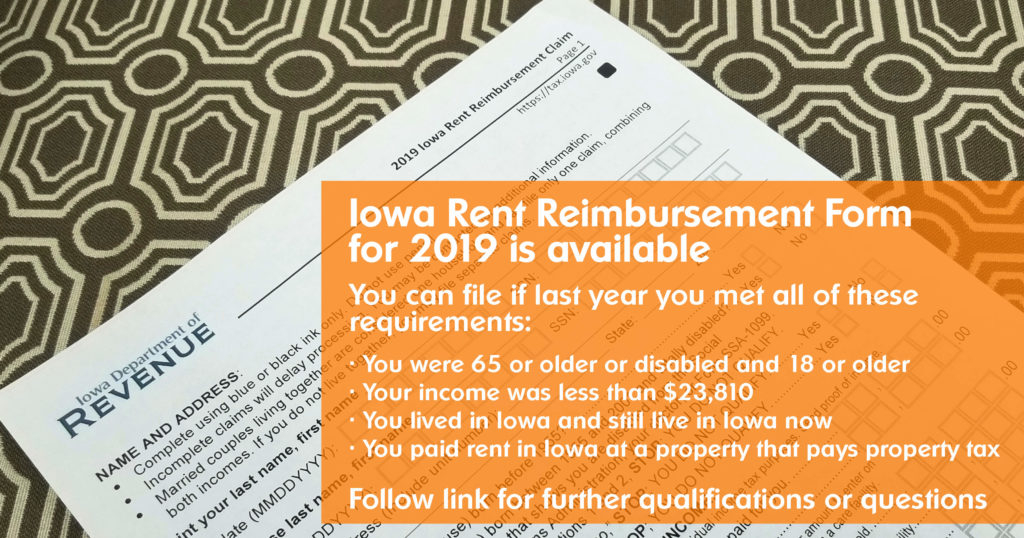 Iowa Rent Reimbursement Form Available At Sieda s Offices Sieda