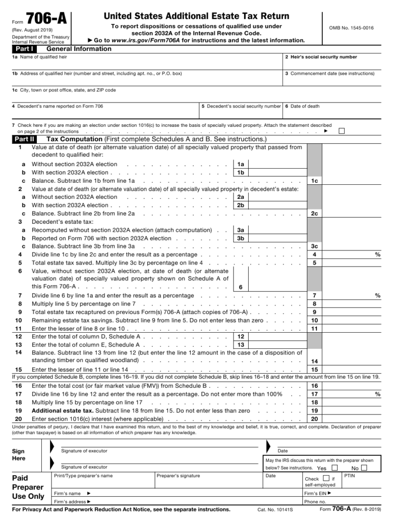 IRS Form 706 A Download Fillable PDF Or Fill Online United States 