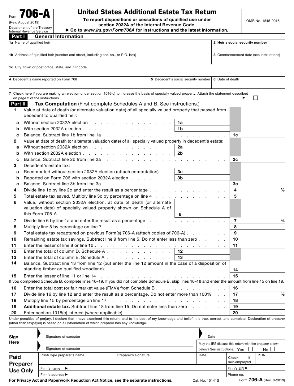 IRS Form 706 A Download Fillable PDF Or Fill Online United States