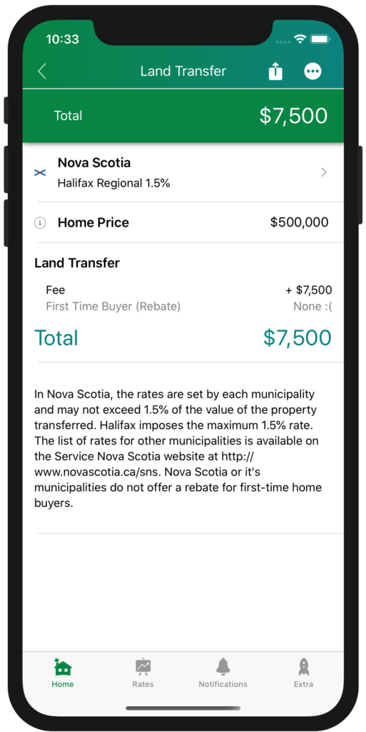 Land Transfer Tax Nova Scotia Canadian Mortgage App