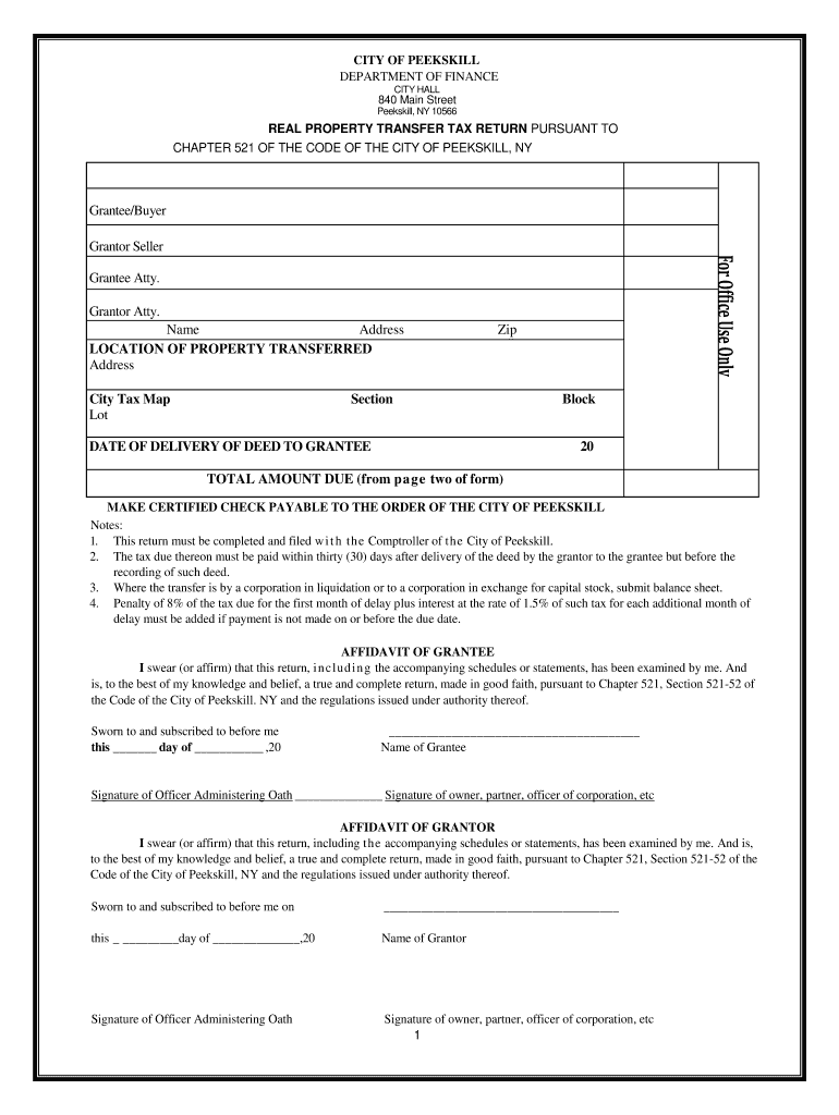 Peekskill Transfer Tax Form Fill Online Printable Fillable Blank 