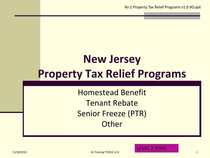 PPT New Jersey Property Tax Relief Programs PowerPoint Presentation 