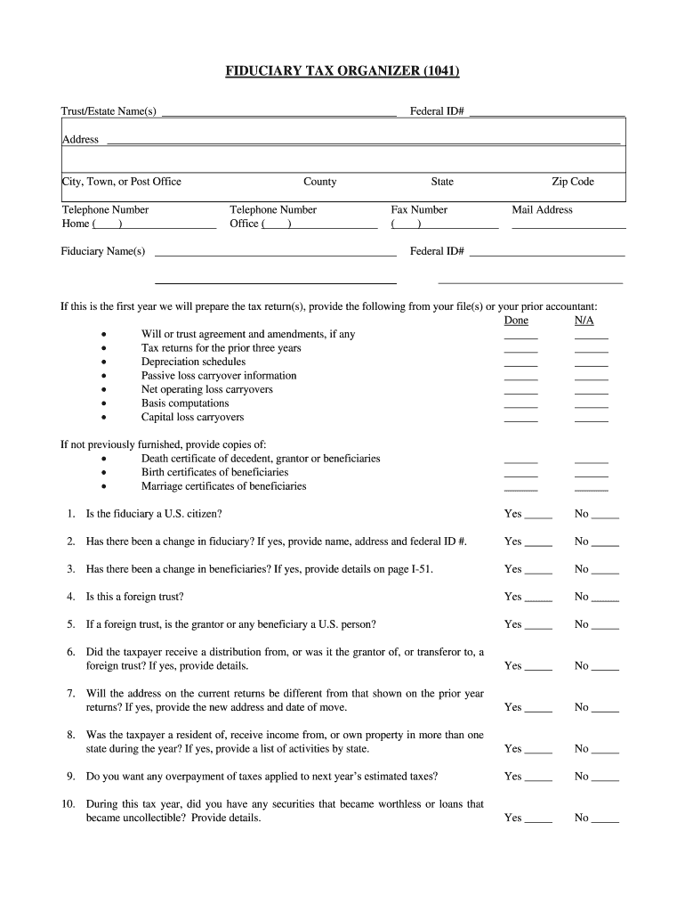 Printable Tax Organizer 2014 Form Fill And Sign Printable Template 