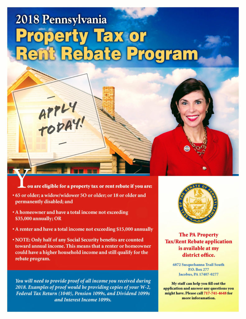 Property Tax Rent Rebate Program Applications Available At Senator