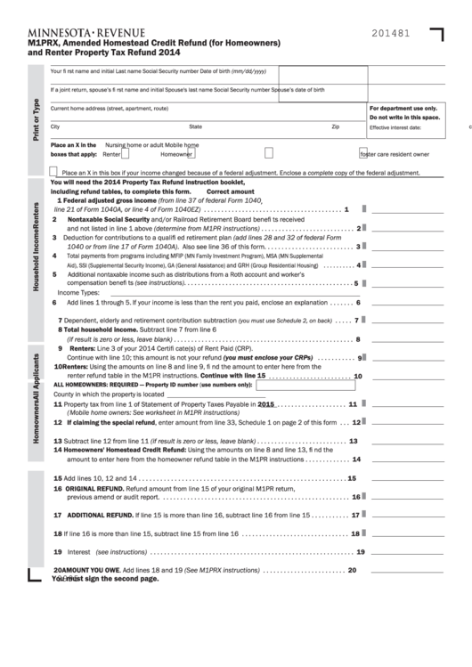 Renters Rebate Instructions 2019 Minnesota Cptcode se