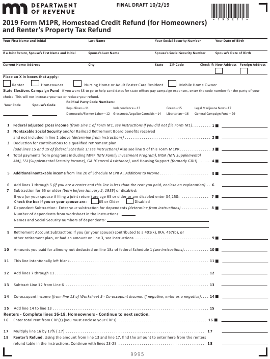 Renters Rebate Instructions 2019 Minnesota Cptcode se