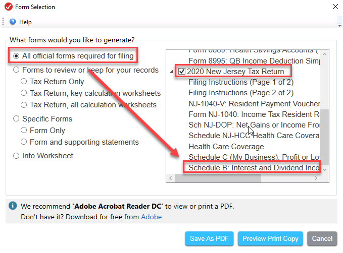 Should Schedule B Federal Form Be Included With NJ State Forms When