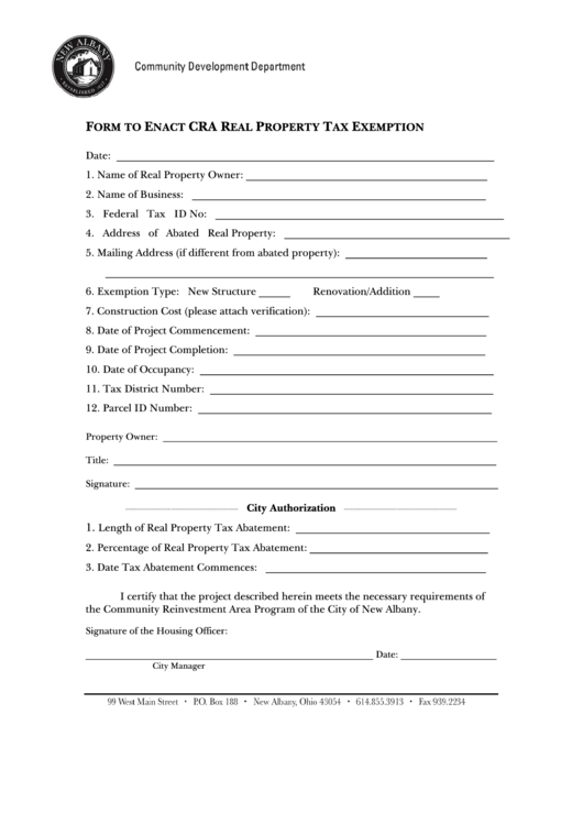 Top 5 Cra Forms And Templates Free To Download In PDF Format