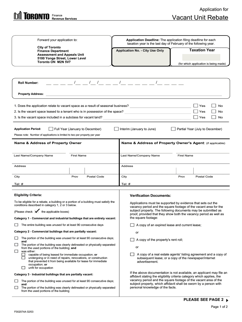 Vacant Rebate Fill Online Printable Fillable Blank PdfFiller