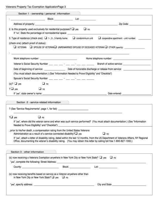 Veterans Property Tax Exemption Application Form Printable Pdf Download