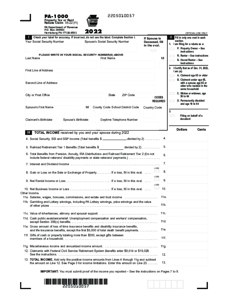 2022 Form PA PA 1000 Booklet Fill Online Printable Fillable Blank 