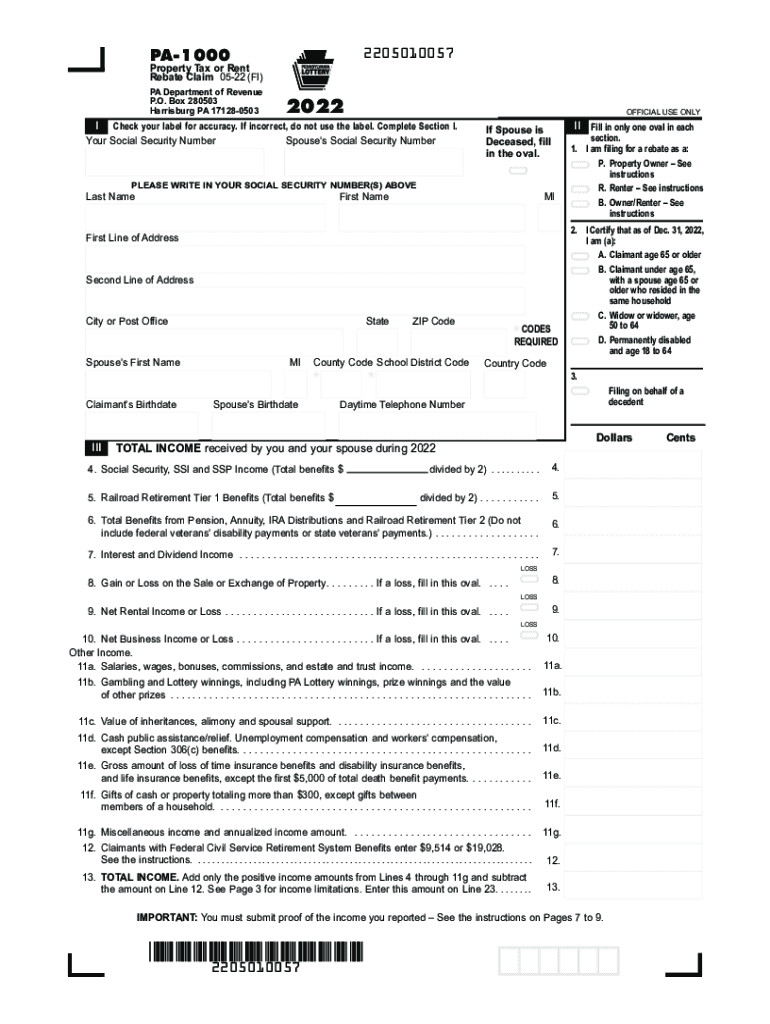 2022 Form PA PA 1000 Booklet Fill Online Printable Fillable Blank
