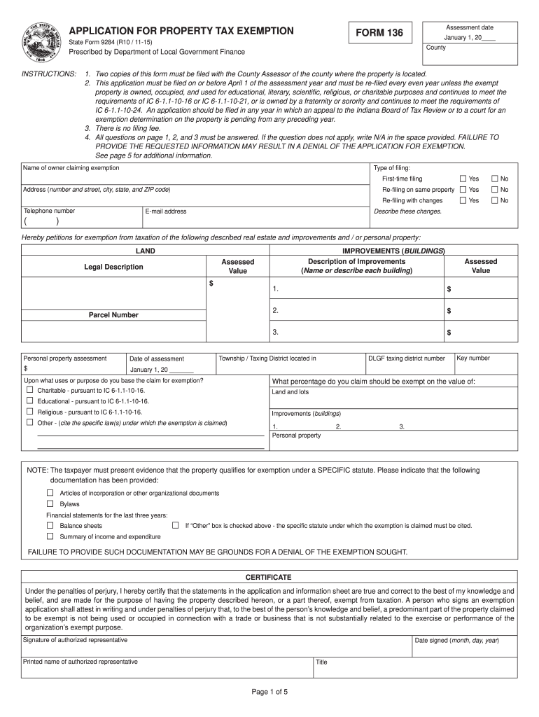 Form 136 Property Tax Exemption Fill Out Sign Online DocHub