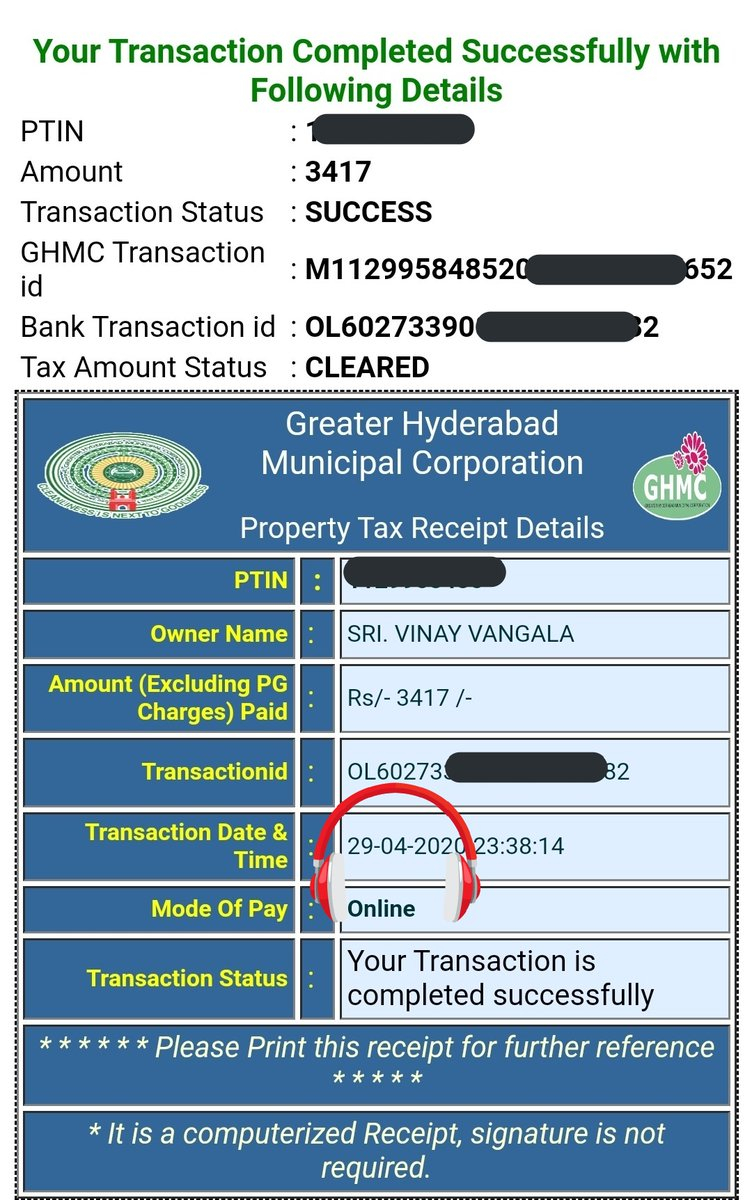 Ghmc Property Tax Payment History WOPROFERTY