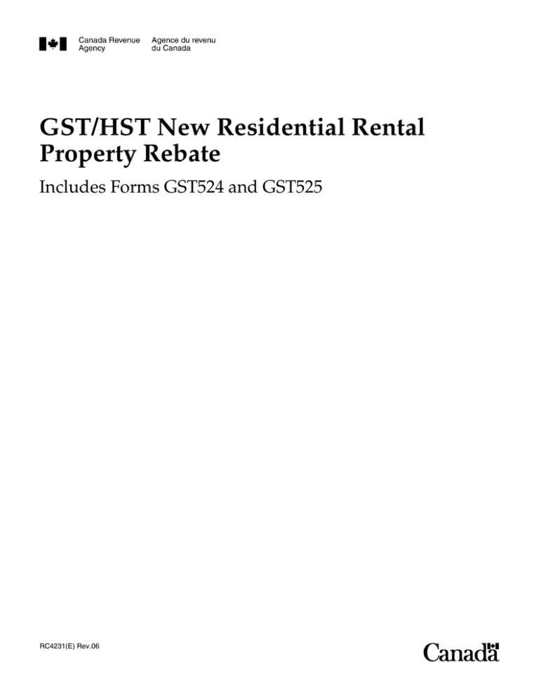 GST HST New Residential Rental Property Rebate